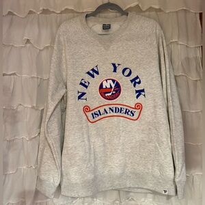 Fanatics Gray New York Islanders Crew Neck Sweater